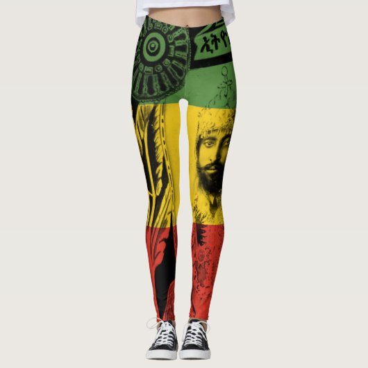 Haile Selassie Leggings Lion Judah Design (Voorkant)