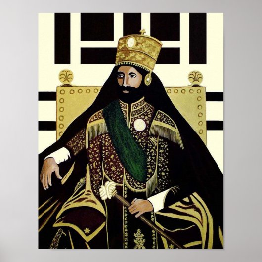 Haile Selassie Lion Rasta Solomon Jah Rastafari Poster (Voorkant)