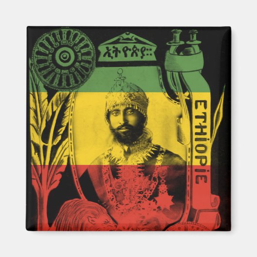 Haile Selassie Magnet Red Gold Green Rasta (Voorkant)