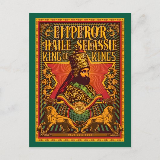 Haile Selassie Postcard Jah Rastafari Metal Print Briefkaart (Voorkant)