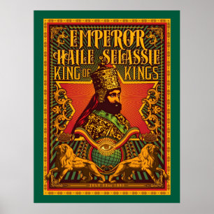 Haile Selassie Postkaart Jah Rastafari Metaalprint Poster