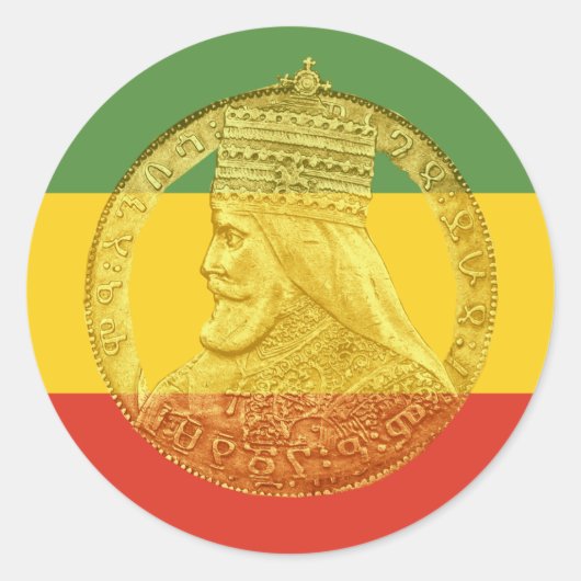 Haile Selassie Rood Goud Groene Sticker (Voorkant)