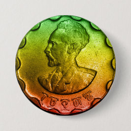 Haile Selassie Santeem Speld Ronde Button 7,6 Cm