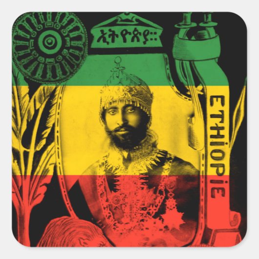 Haile Selassie Sticker Red Gold Green Rasta (Voorkant)