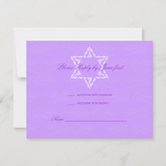 Hailey Bat Mitzvah Uitnodiging met Damask RSVP (Voorkant)