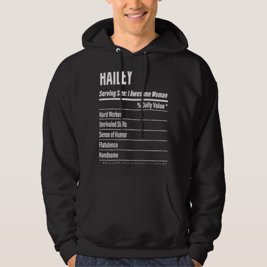 Hailey Nutritional Facts Serving Size Calories Hoodie (Voorkant)