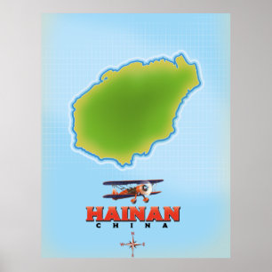 Hainan China-kaart Poster