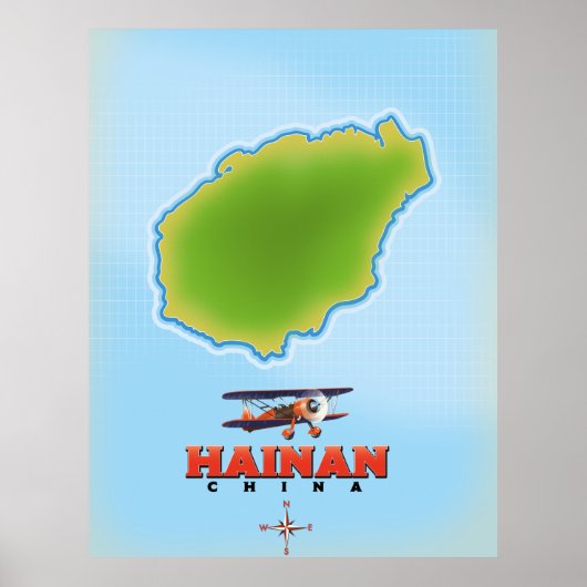 Hainan China-kaart Poster (Voorkant)