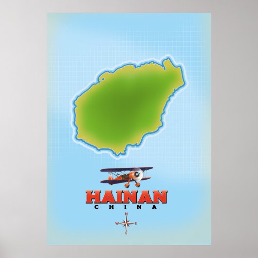 Hainan China-kaart Poster (Voorkant)