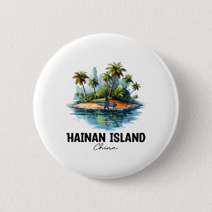 Hainan-eiland China Surfen Reizen, Azië Toeristisc Ronde Button 5,7 Cm