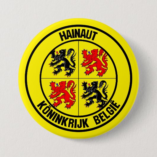 Hainaut Round Emblem Ronde Button 7,6 Cm (Voorkant)