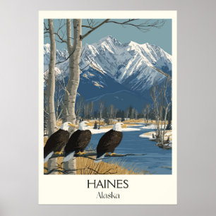 Haines Alaska Adelaars Besneeuwde Bergen Poster