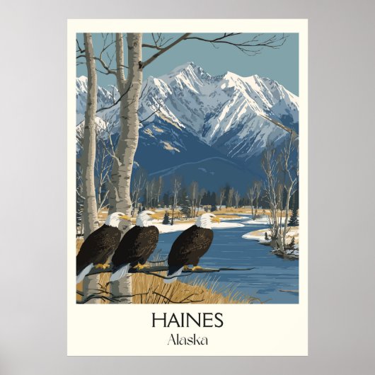 Haines Alaska Eagles Snowy Mountains Poster (Voorkant)