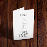 Hair After Chemo Funny Card Kaart<br><div class="desc">"Chemo nam je haar en maakte je een BADASS!" Aanpasbare kaart,  lichte humor na chemo.</div>