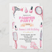 Hair and Nails pamper party invitation Kaart (Voorkant / Achterkant)