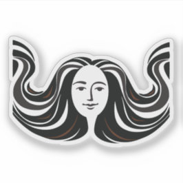Hair Art zwart-wit illustratie Sticker