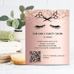 Hair Beausalon roos Gold glitter QR code Flyer<br><div class="desc">Een gouden achtergrond van het roos,  met glittersparken,  zwarte schaar en ooggordels. Vooraan: De tekst: Prijslijst. Personaliseer en voeg jouw naam en adres toe. Creëer je eigen QR-code door je URL toe te voegen aan je website of je sociale mediaaccount. Terug: jouw tekst,  prijzen.</div>