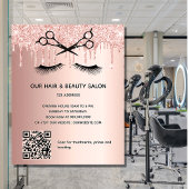 Hair Beausalon roos Gold glitter QR code Flyer