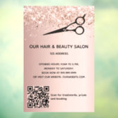 Hair Beausalon roos Gold glitter QR code Raamsticker (Vel 3)