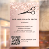 Hair Beausalon roos Gold glitter QR code Raamsticker (Vel 2)