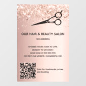Hair Beausalon roos Gold glitter QR code Raamsticker (Vel)