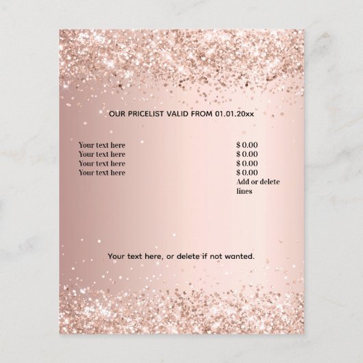 Hair Beausalon roos goudglitter prijs QR code Flyer (Achterkant)