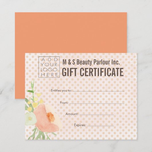 Hair Beauty Salon Gift Certificate Sjabloon (Voorkant / Achterkant)