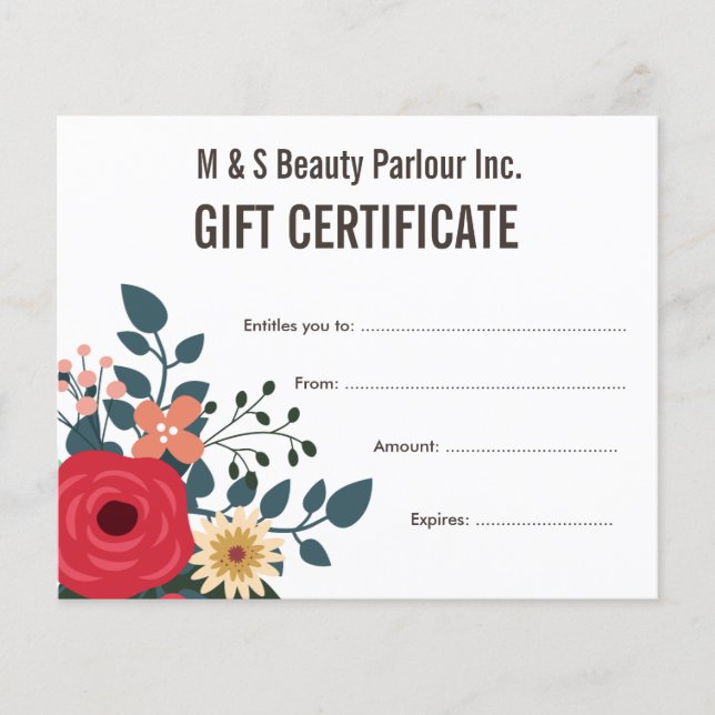 Hair Beauty Salon Gift Certificate Sjabloon (Voorkant)