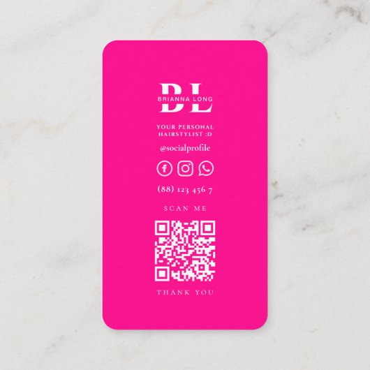 Hair Beauty Salon Haarstylist Script Visitekaartje (Achterkant)