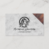 Hair Beauty Salon Logo | Marmer en hout Visitekaartje (Voorkant)