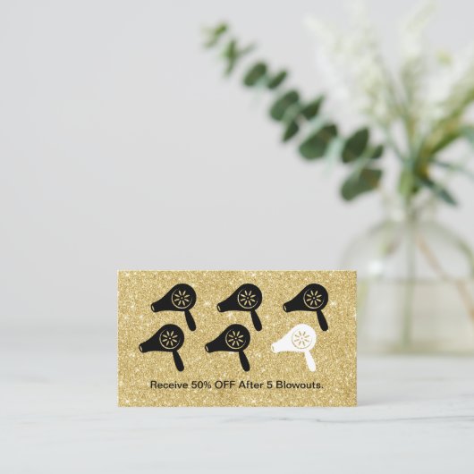 Hair Blow Dry Bar Modern Gold Salon Loyalty (Staand voorkant)