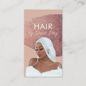 Hair Braid Salon Beauty Black Script Roos Roze Visitekaartje (Voorkant)