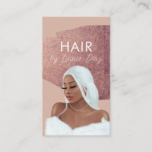 Hair Braid Salon Beauty Black Script Roos Roze Visitekaartje (Voorkant)