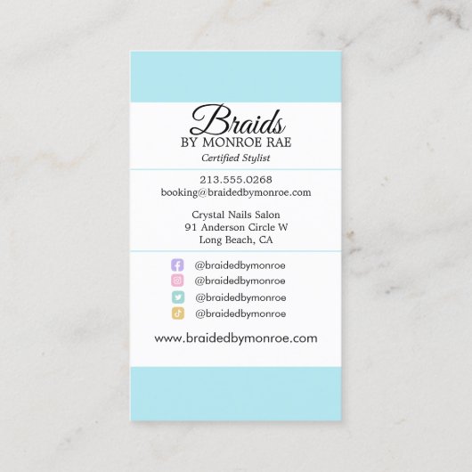 Hair Braider Braid Stylist Beautician Salon Visitekaartje (Achterkant)