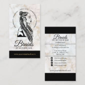 Hair Braider Braiding Salon Braid Stylist Marmer B Visitekaartje (Voorkant / Achterkant)