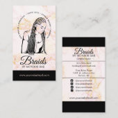 Hair Braider Braiding Salon Braid Stylist Roze Visitekaartje (Voorkant / Achterkant)