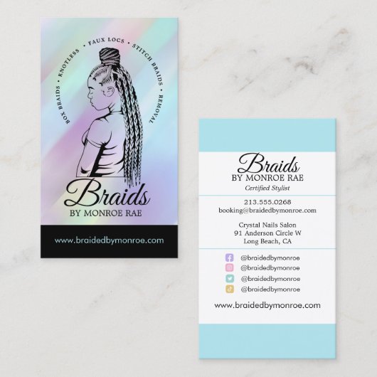 Hair Braider - Braids - Braiding - Stylist - Salon Visitekaartje (Voorkant / Achterkant)