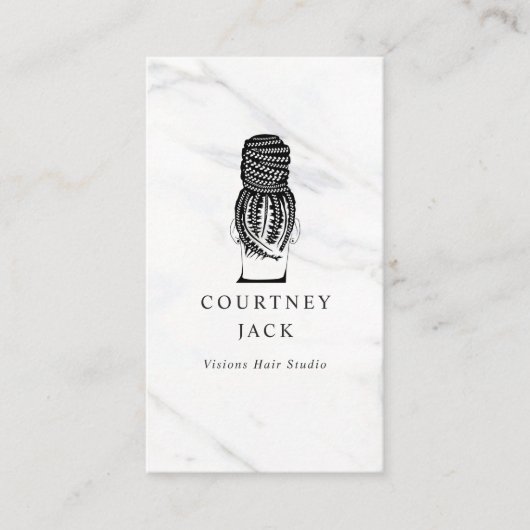 Hair Braider Braids Haarstylist Luxe Marble  Visitekaartje (Voorkant)