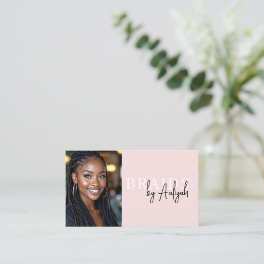 Hair Braider Business Card with Photo and QR Code Visitekaartje (Staand voorkant)
