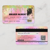 Hair Braider Rainbow Driving Glitter Credit Busin Visitekaartje (Voorkant / Achterkant)