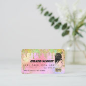 Hair Braider Rainbow Driving Glitter Credit Busin Visitekaartje (Staand voorkant)