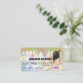Hair Braider Rainbow Driving Glitter Credit Visitekaartje (Staand voorkant)