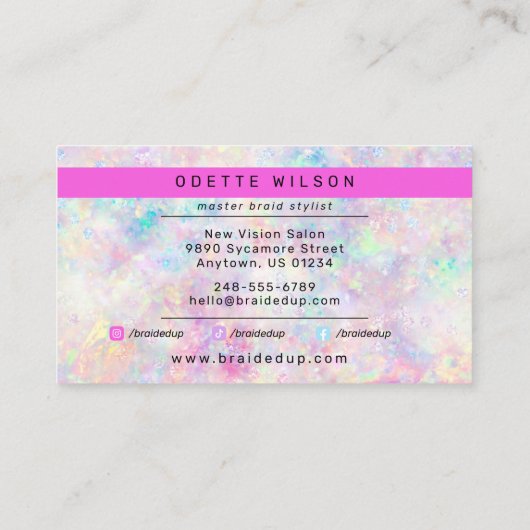 Hair Braider Salon Stylist Modern Holographic  Visitekaartje (Achterkant)