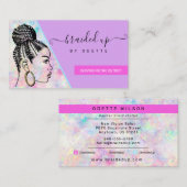 Hair Braider Salon Stylist Modern Holographic  Visitekaartje (Voorkant / Achterkant)