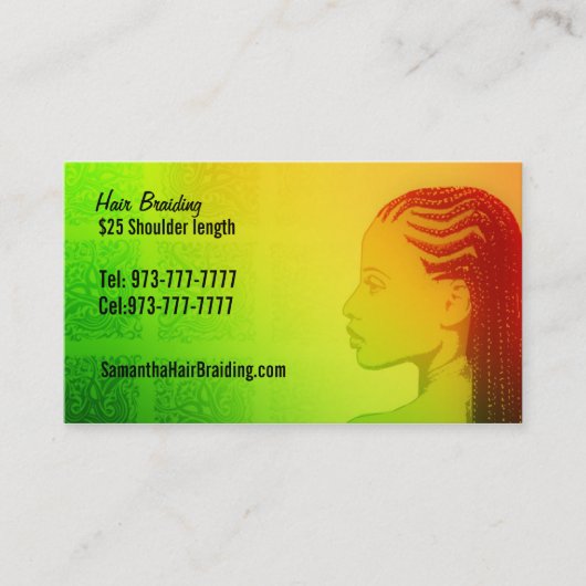 Hair Braider-Visitekaartjes Visitekaartje (Voorkant)