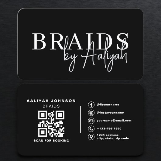 Hair Braiding Booking QR Code Visitekaartje