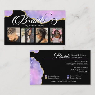 Hair Braiding Braid Paars Pink Gold Foto Visitekaartje