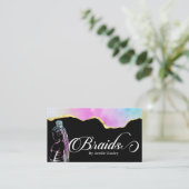 Hair Braiding Braid Salon Holographic Gold Visitekaartje (Staand voorkant)