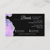Hair Braiding Braid Salon Paars Holographic Gold Visitekaartje (Achterkant)