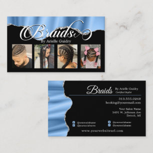 Hair Braiding Braid Salon Silver Blue Foto Visitekaartje